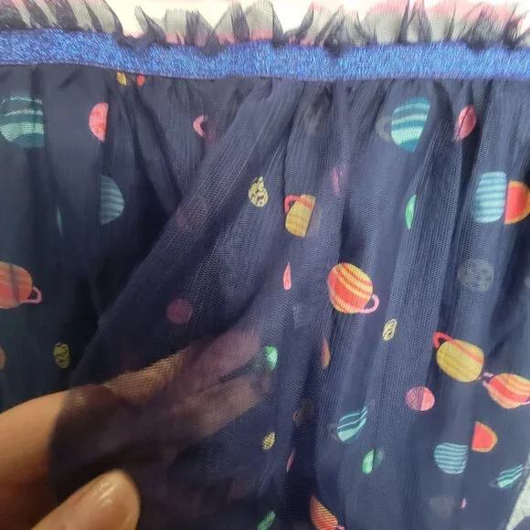 ✨cat & jack Size L(10/12) big girls dress sleeve less blue pink planets theme - Picture 6 of 7